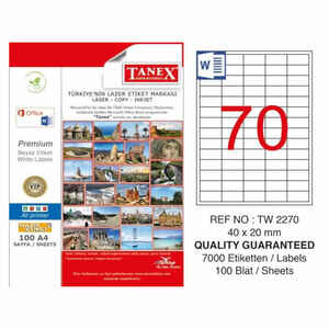 TANEX - TANEX 40x20 LASER ETİKET TW-2270