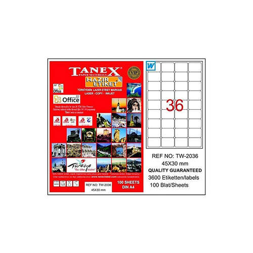 TANEX 45x30 LASER ETİKET TW-2036