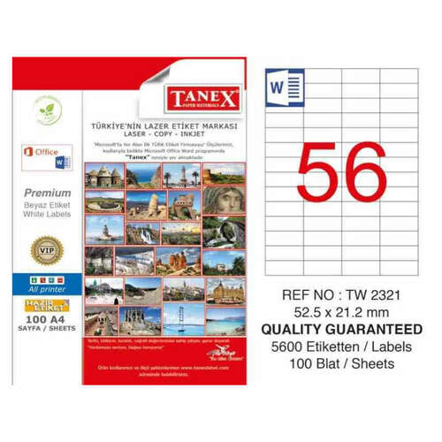 TANEX 52,5x21,2 LASER ETİKET TW-2321