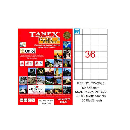 TANEX 52.5x33 LASER ETİKET TW-2035