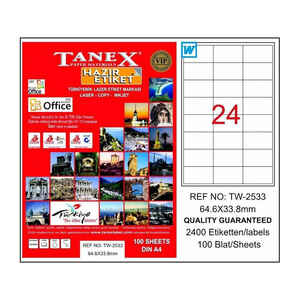 TANEX - Tanex 64,6X33,8 Laser Etiket Tw-2533