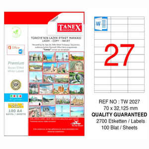TANEX - Tanex 70X32,125 Laser Etiket Tw-2027