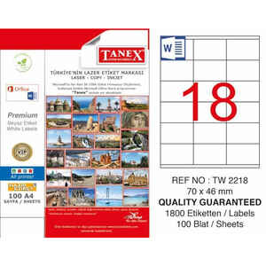 TANEX - Tanex 70X46 Laser Etiket Tw-2218