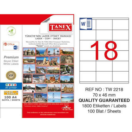 Tanex 70X46 Laser Etiket Tw-2218