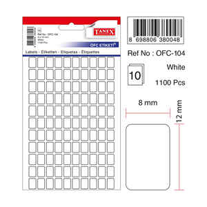 TANEX - TANEX OFC-104 8x12 mm BEYAZ OFİS ETİKETİ