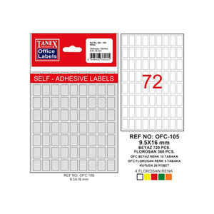 TANEX - TANEX OFC-105 9,5x16 mm BEYAZ OFİS ETİKETİ