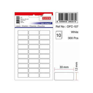 TANEX - TANEX OFC-107 BEYAZ 12x30 mm OFİS ETİKETİ