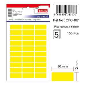 TANEX - TANEX OFC-107 SARI 12x30 mm OFİS ETİKETİ