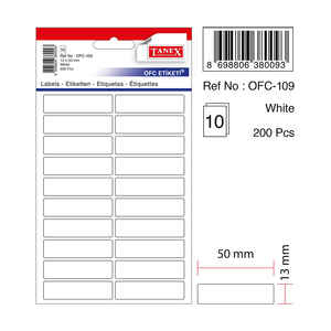 TANEX - TANEX OFC-109 13x50 mm BEYAZ OFİS ETİKETİ