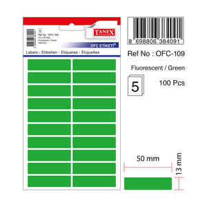 TANEX - TANEX OFC-109 YEŞİL 13x50 mm OFİS ETİKETİ