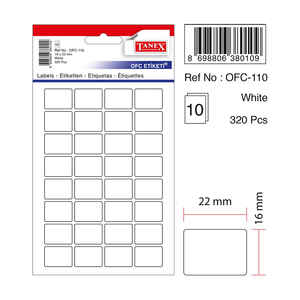 TANEX - TANEX OFC-110 16x22 mm BEYAZ OFİS ETİKETİ