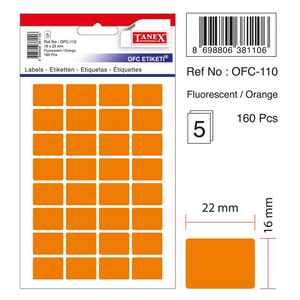 TANEX - TANEX OFC-110 TURUNCU 16x22 mm OFİS ETİKETİ