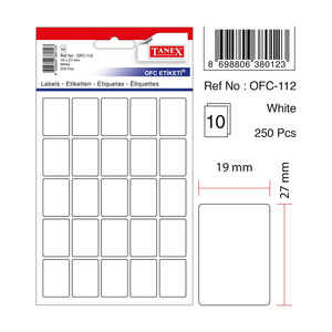 TANEX - TANEX OFC-112 19x27 mm BEYAZ OFİS ETİKETİ