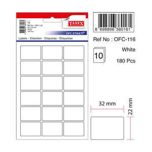 TANEX - TANEX OFC-116 22x32 mm BEYAZ OFİS ETİKETİ