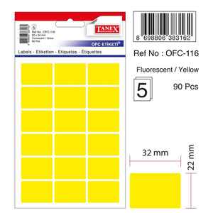 TANEX - TANEX OFC-116 SARI 22x32 mm OFİS ETİKETİ