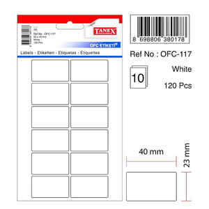 TANEX - TANEX OFC-117 23x40 mm BEYAZ OFİS ETİKETİ