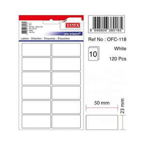 TANEX - TANEX OFC-118 23x50 mm BEYAZ OFİS ETİKETİ