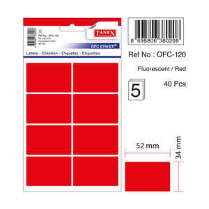 TANEX - TANEX OFC-120 KIRMIZI 34x52 mm OFİS ETİKETİ