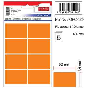 TANEX - TANEX OFC-120 TURUNCU 34x52 mm OFİS ETİKETİ