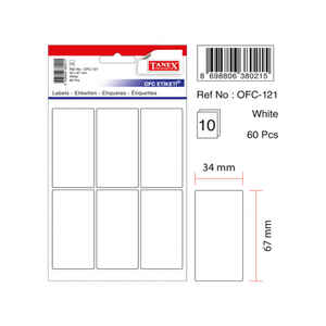 TANEX - TANEX OFC-121 34x67 mm BEYAZ OFİS ETİKETİ