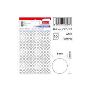 TANEX - TANEX OFC-127 8 mm BEYAZ OFİS ETİKETİ YUVARLAK