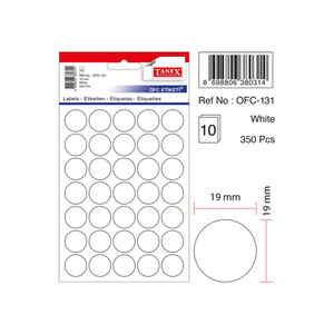 TANEX - TANEX OFC-131 19 mm BEYAZ OFİS ETİKETİ YUVARLAK