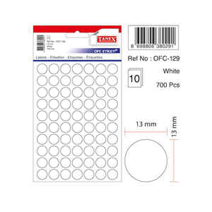 TANEX - TANEX OFC-132 25 mm BEYAZ OFİS ETİKETİ YUVARLAK