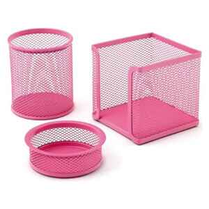 TEMAT - TEMAT 1000 METAL KALEMLİK+ATAŞLIK+NOTLUK 3 LÜ SET PEMBE