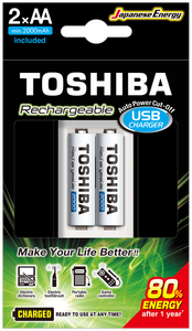 Toshiba - TOSHIBA USB ŞARJ CİHAZI+2 AD.2000MAH KALEM PİL