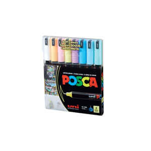 UNI-BALL - UNİ-BALL POSCA PC-1M/8C SC SET 0.7 SU BAZLI POSTER MARKER ANA RENKLER 8 Lİ