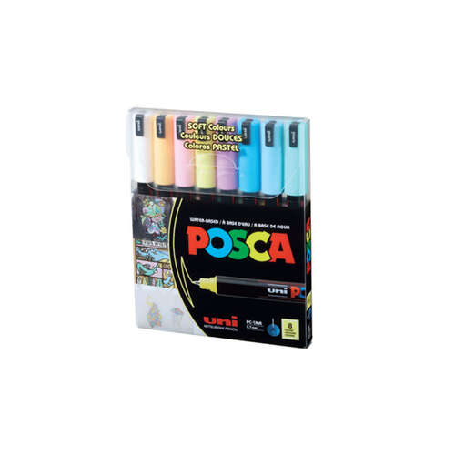 UNİ-BALL POSCA PC-1M/8C SC SET 0.7 SU BAZLI POSTER MARKER ANA RENKLER 8 Lİ